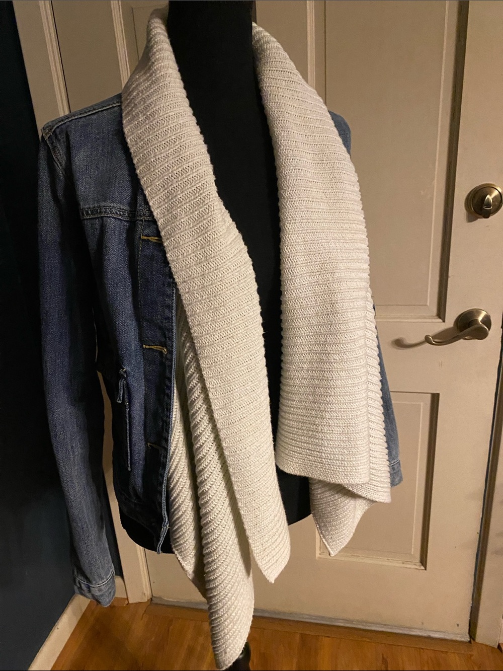 A&F Knit Shawl Collar Cardigan Jacket in Cream S